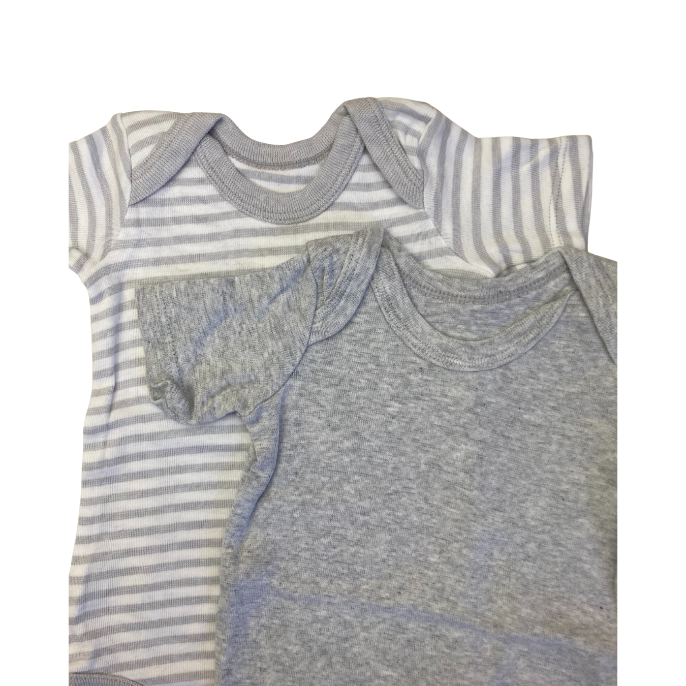 1-3M Grey Melange & Stripe Summer Bodysuits - Woolworths
