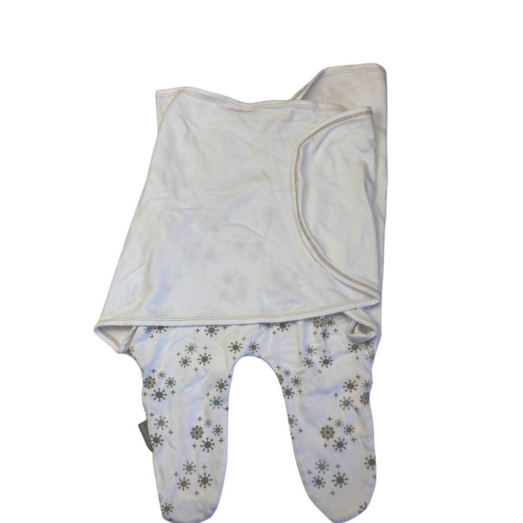 One Size - White & Beige Footed Swaddle Wrap - Baby Sense