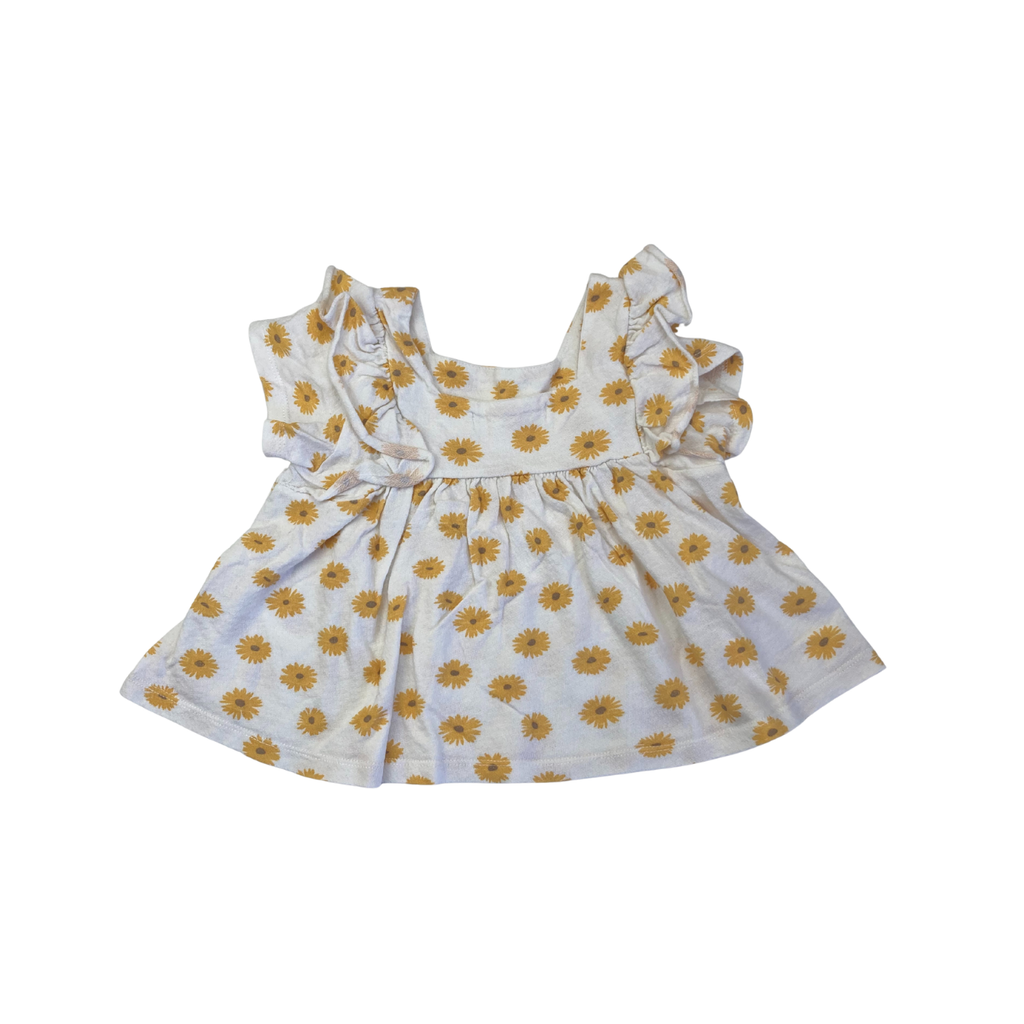 3-4Y Cream & Yellow Sunflower Babydoll Top - Zara