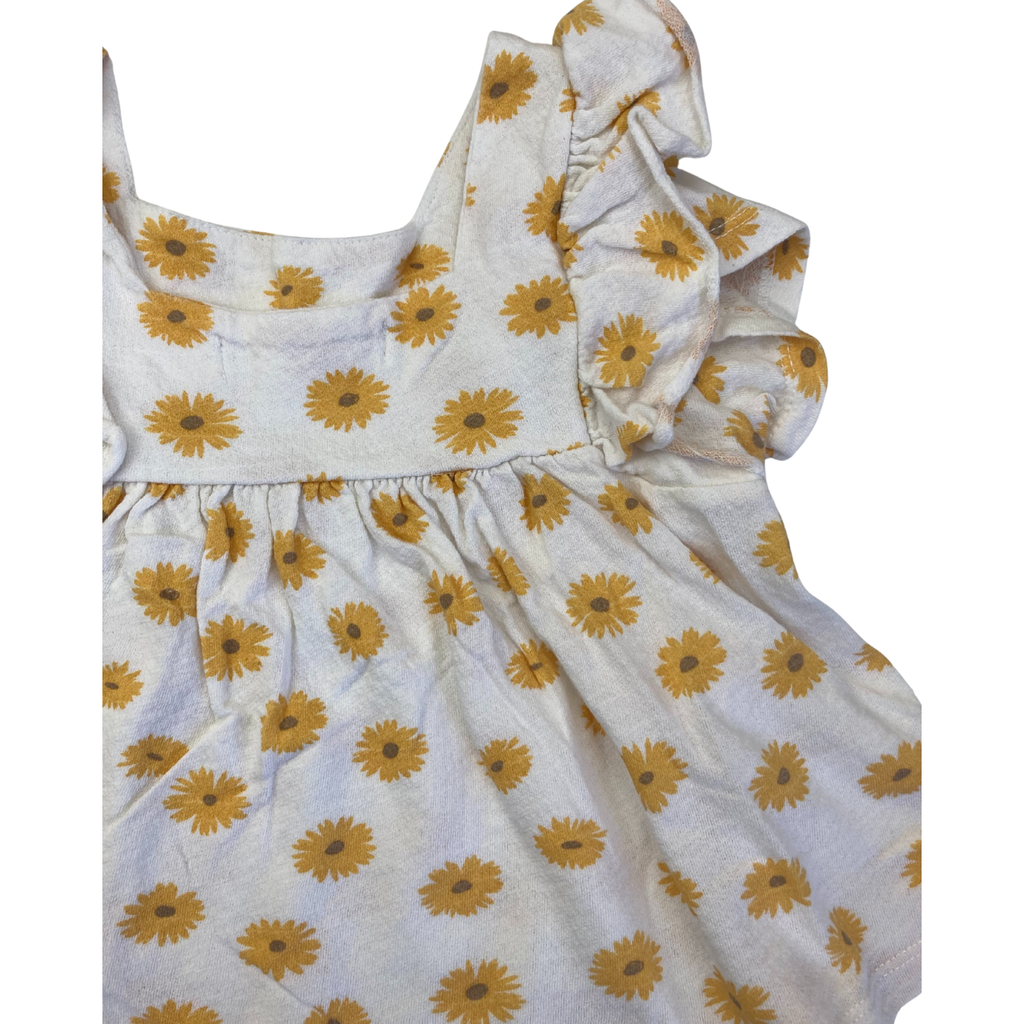 3-4Y Cream & Yellow Sunflower Babydoll Top - Zara