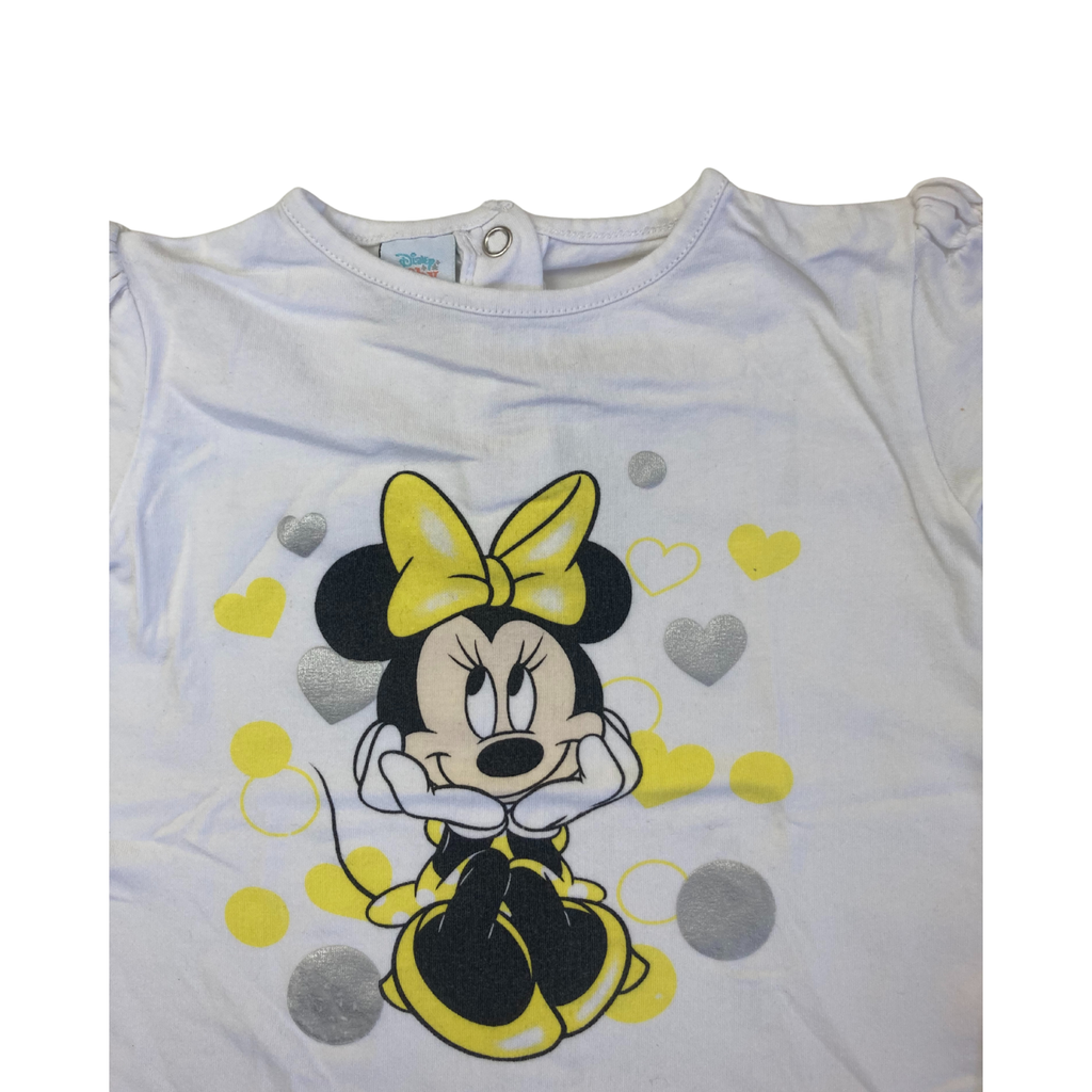 18-24M Cream & Yellow Minnie Mouse Puff Sleeve Top - Prenatal