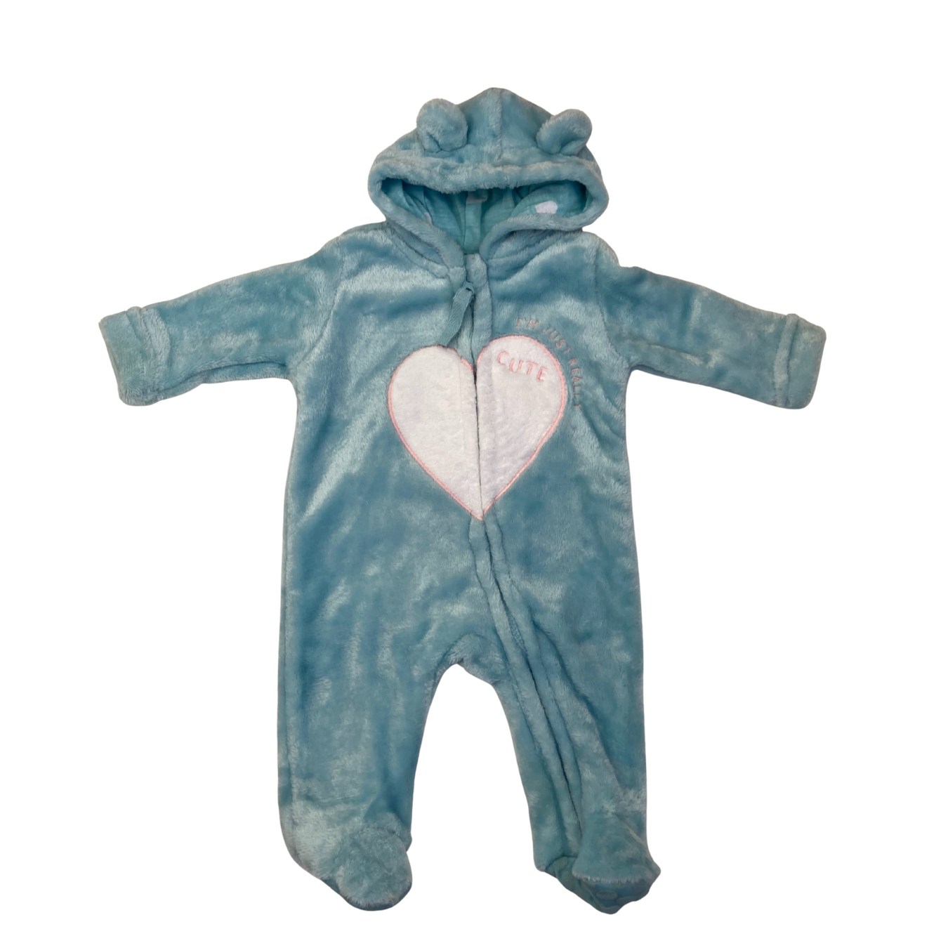 Newborn Teal Zip Fleece Hooded Onesie - Ackermans