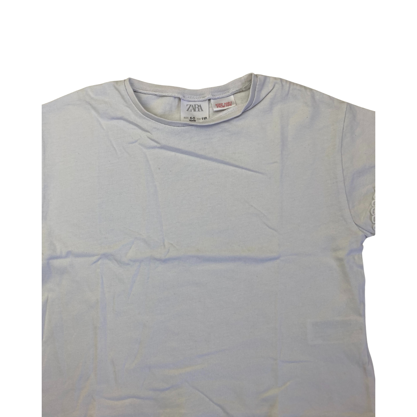 4-5Y White Lace Cuffed Sleeve T Shirt - Zara