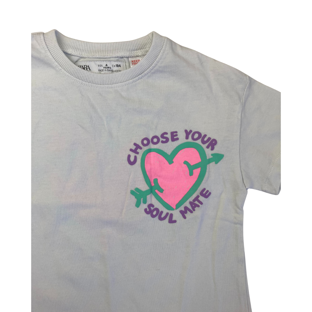 4Y White "Choose Your Soul Mate" Heart T Shirt - Zara
