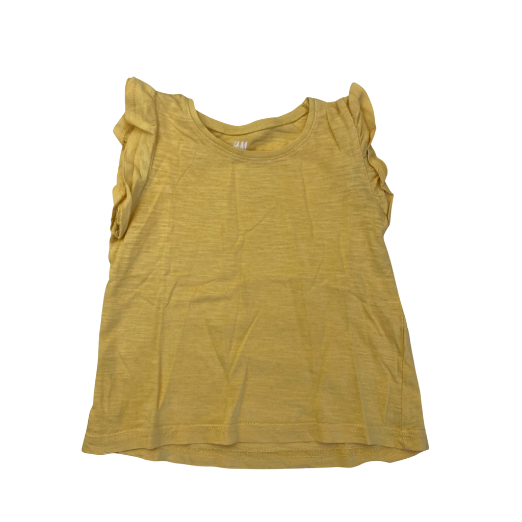 UK 1.5-2Y Yellow Ruffled Sleeve Top - H&M