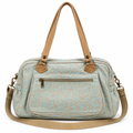 *NEW* Beige & blue nappy bag with genuine leather straps - Peppertree