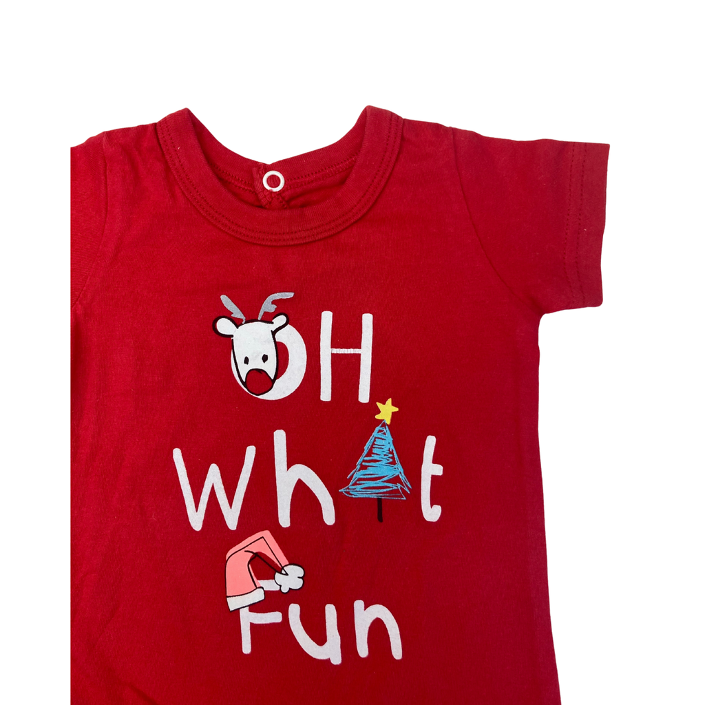 NB Red "Oh What Fun" Christmas Romper - Woolworths