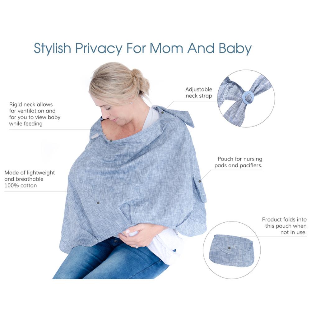One Size - Beige Melange Apron Nursing Cover - Baby Sense