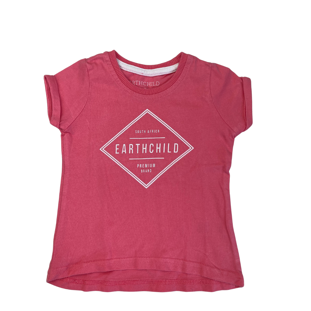 6-12M Pink & White Logo T Shirt - Earthchild
