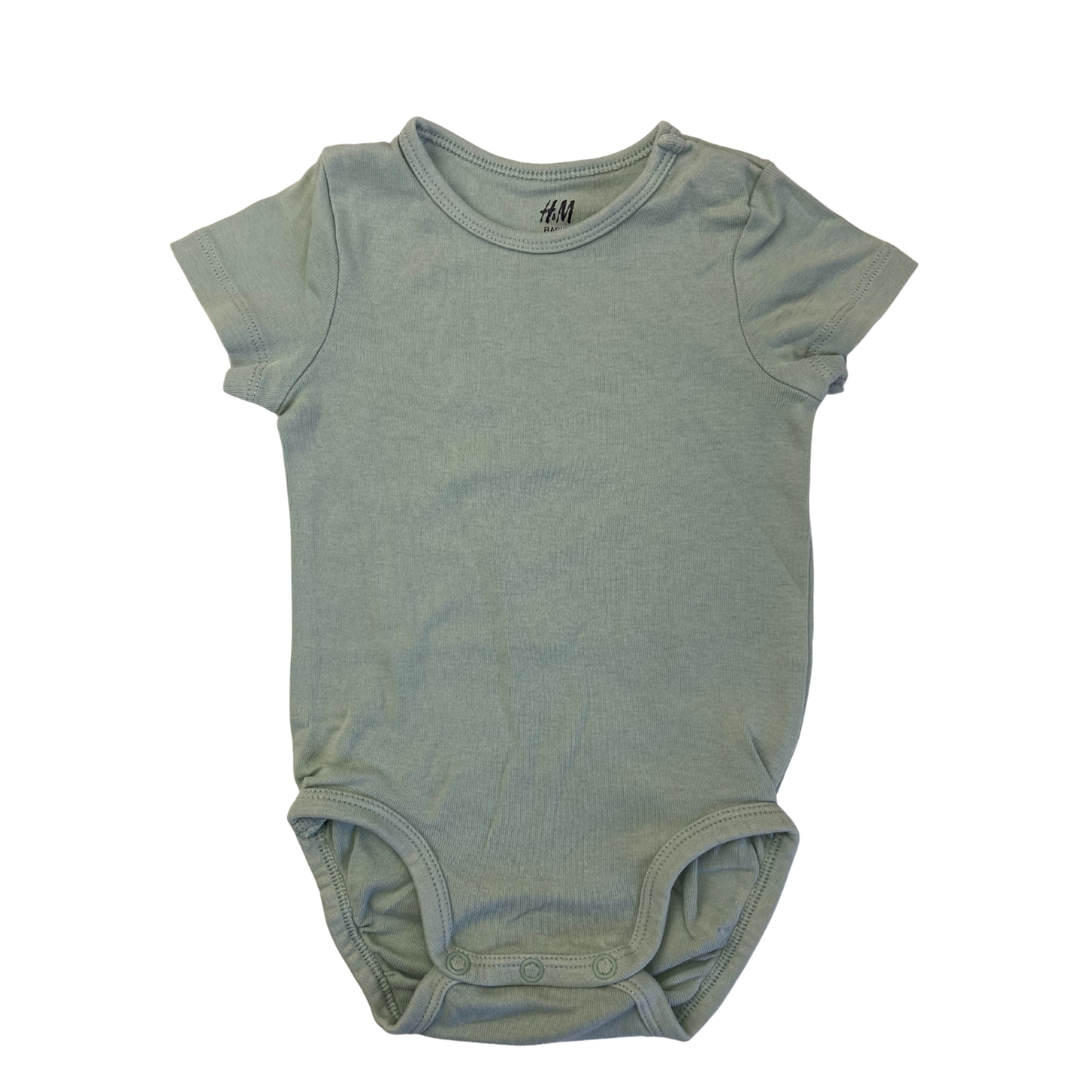 UK 9-12M Mint Green Short Sleeve Bodysuit - H&M