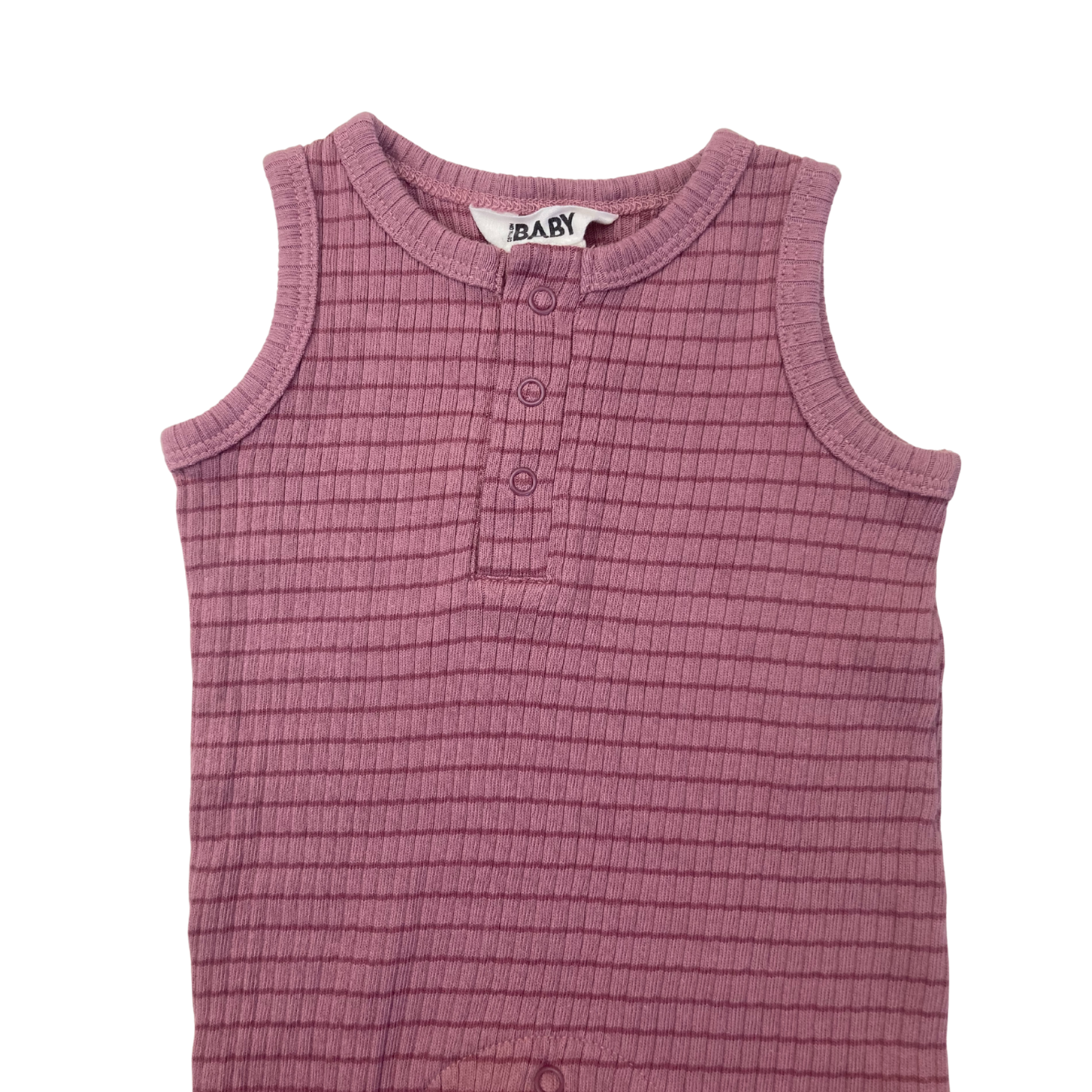 Newborn Mauve Striped Sleeveless Onesie - Cotton On