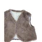 3-6M Mauve Faux Fur Gilet - Tiny Tots