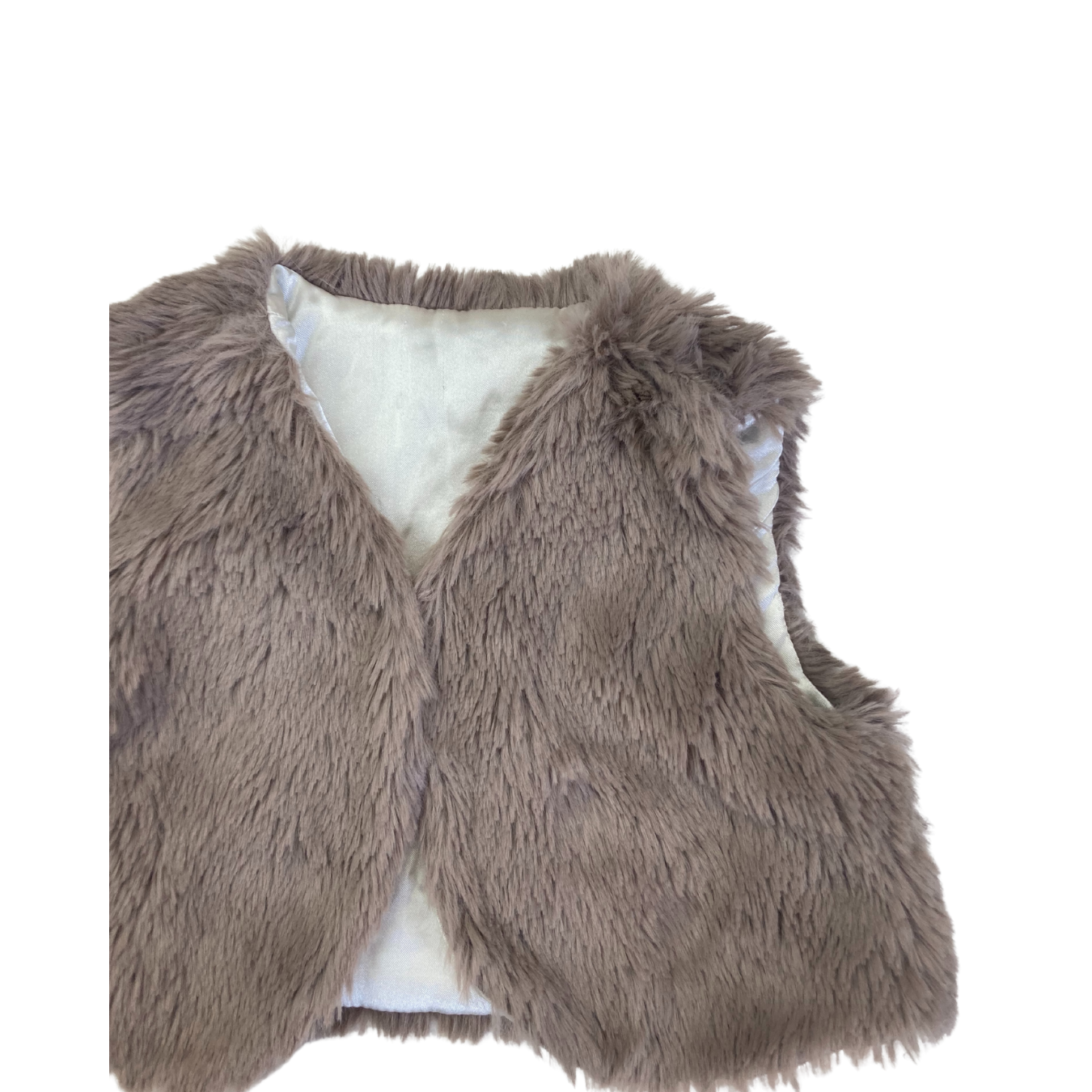 3-6M Mauve Faux Fur Gilet - Tiny Tots