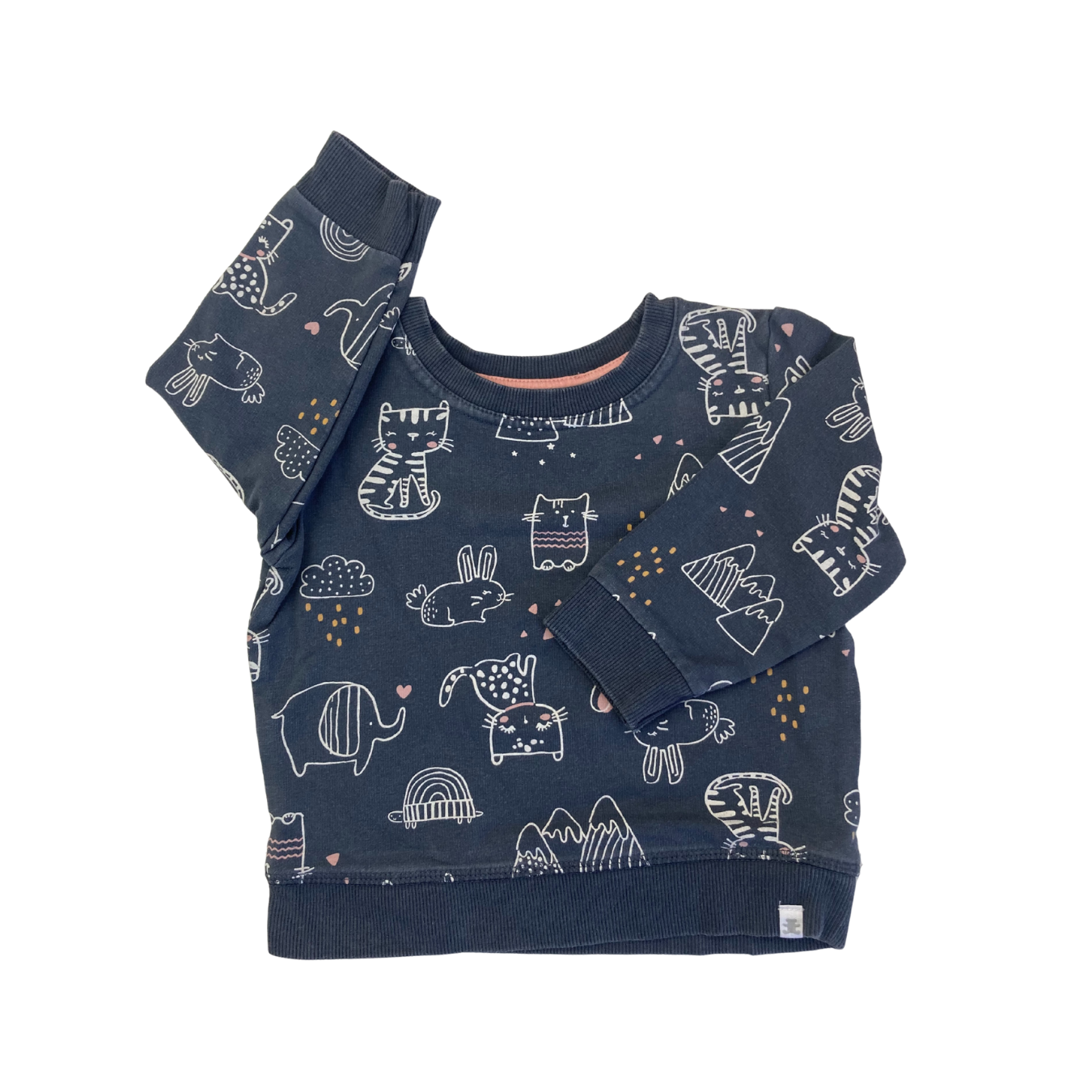 12-18 Grey & Pink Animal Sweater - Woolworths