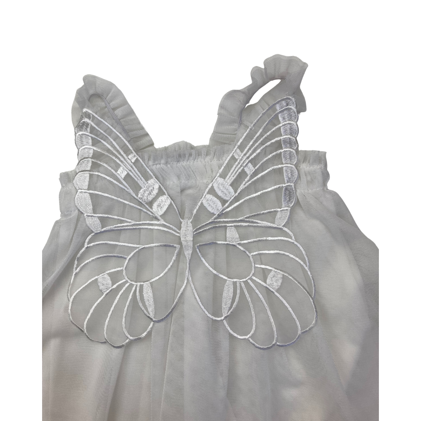 0-3M White Tulle Butterfly Wing Dress - Cuddlesome