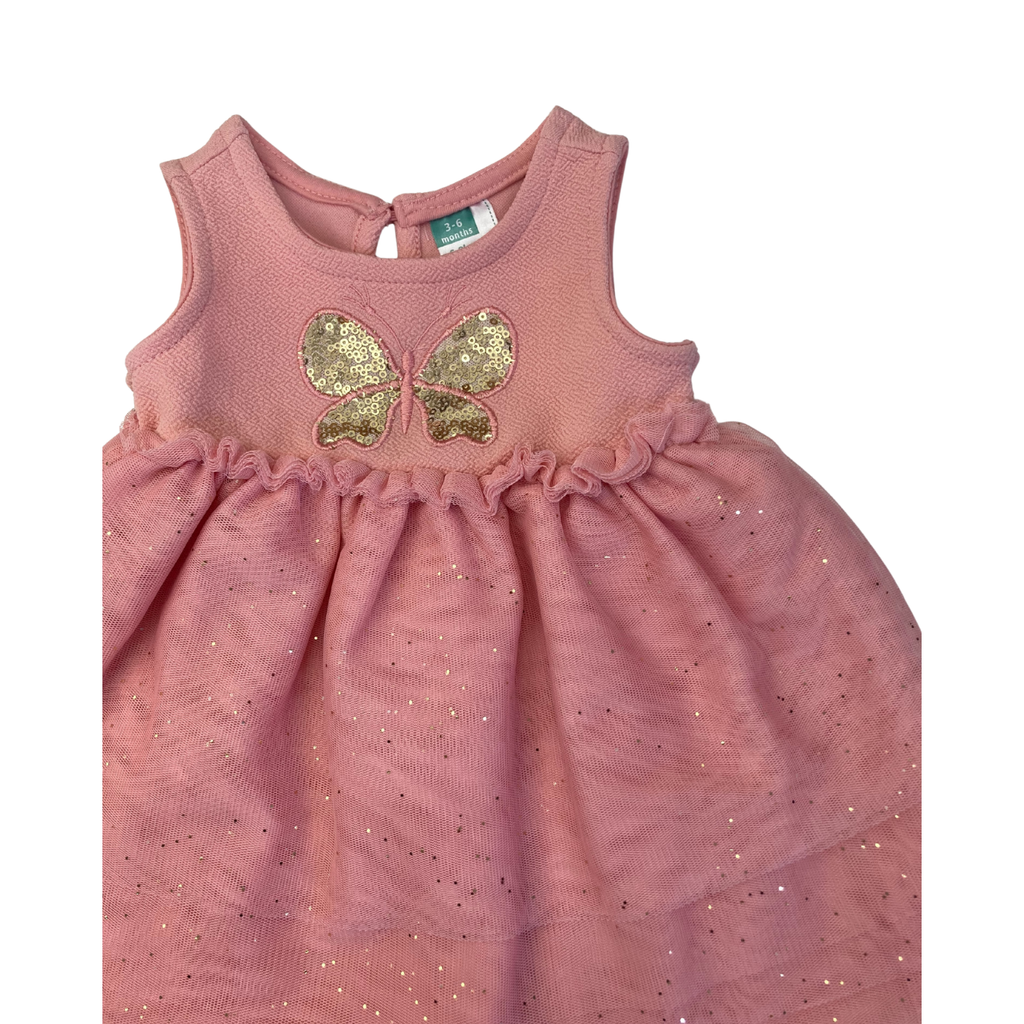 3-6M Coral Pink & Gold Tulle Dress - Ackermans