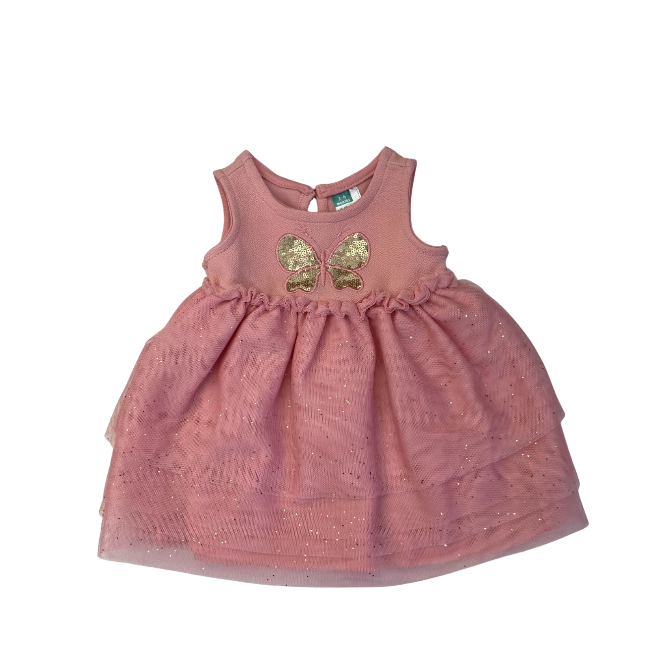 3-6M Coral Pink & Gold Tulle Dress - Ackermans