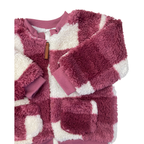 6-12M Purple & White Fleece Check Zip Jacket - Clicks