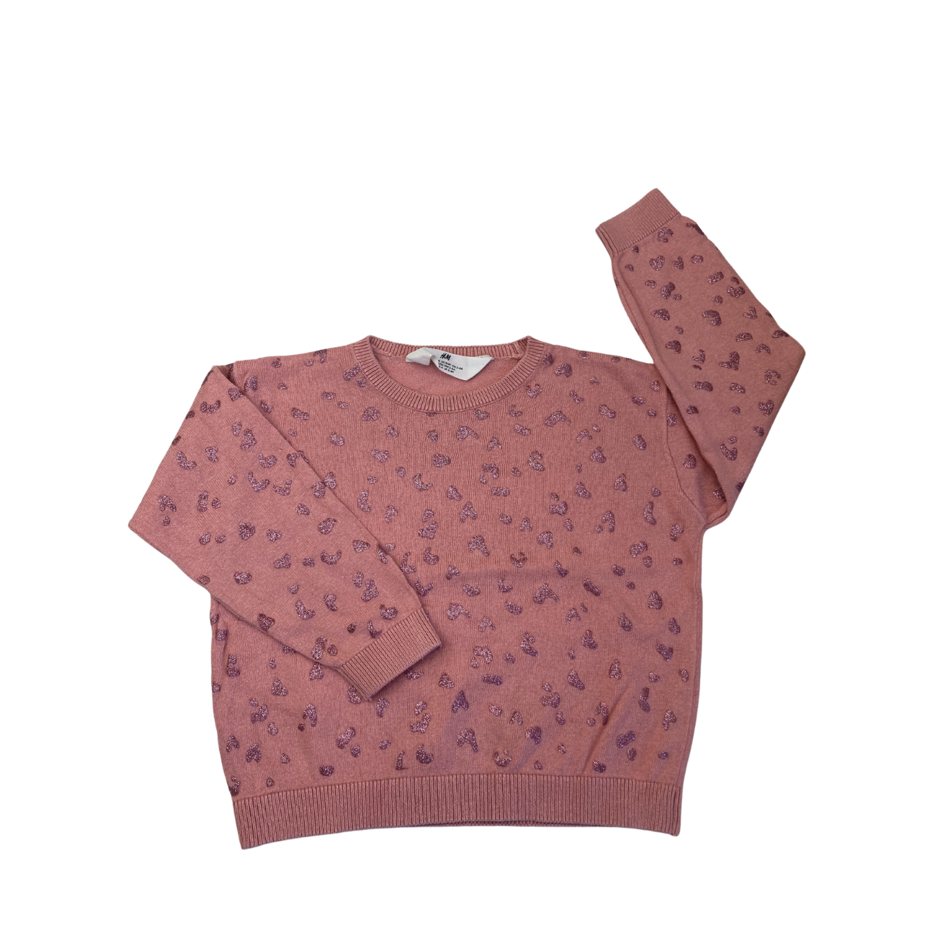 UK 2-4Y Pink Glitter Leopard Sweater - H&M