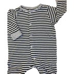 UK 1-2M Cream & Black Stripe Footless Snap Onesie - H&M