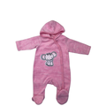 Newborn Pink Melange Snap Hooded Fleece Onesie - Cuddlesome
