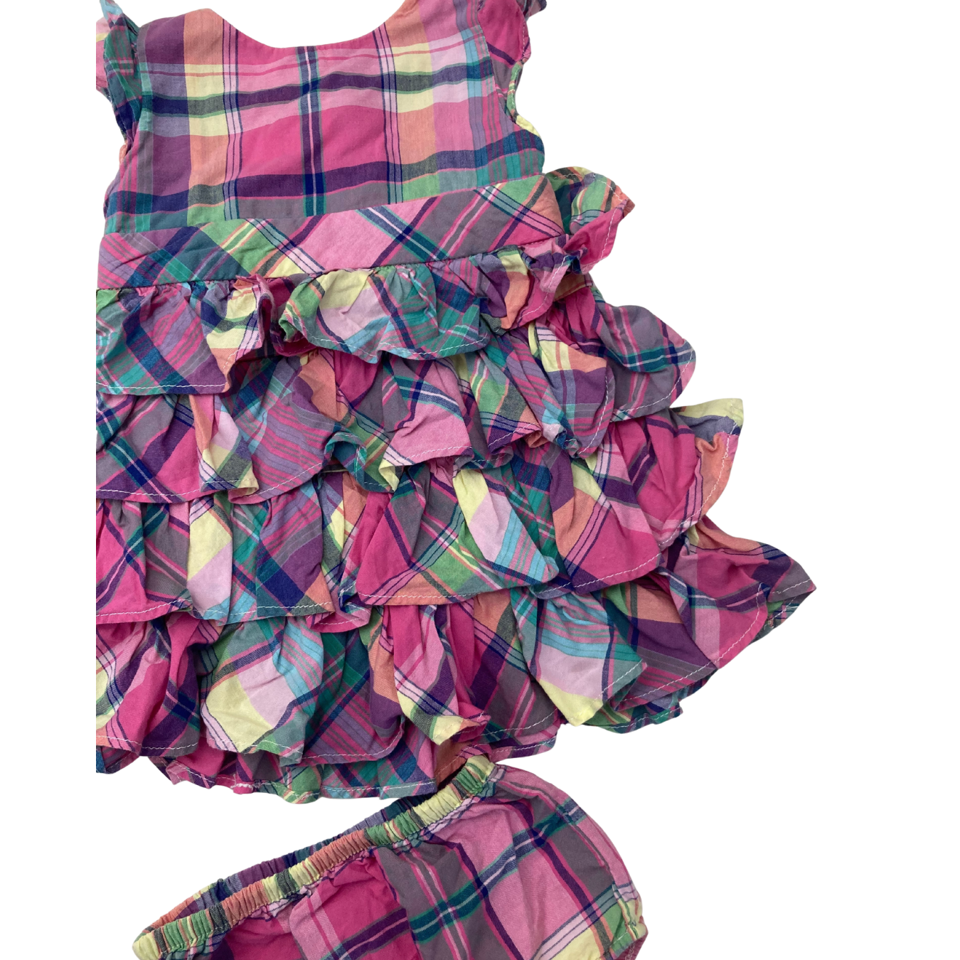 6M Pastel Plaid Frill Dress & Bloomer - Ralph Lauren