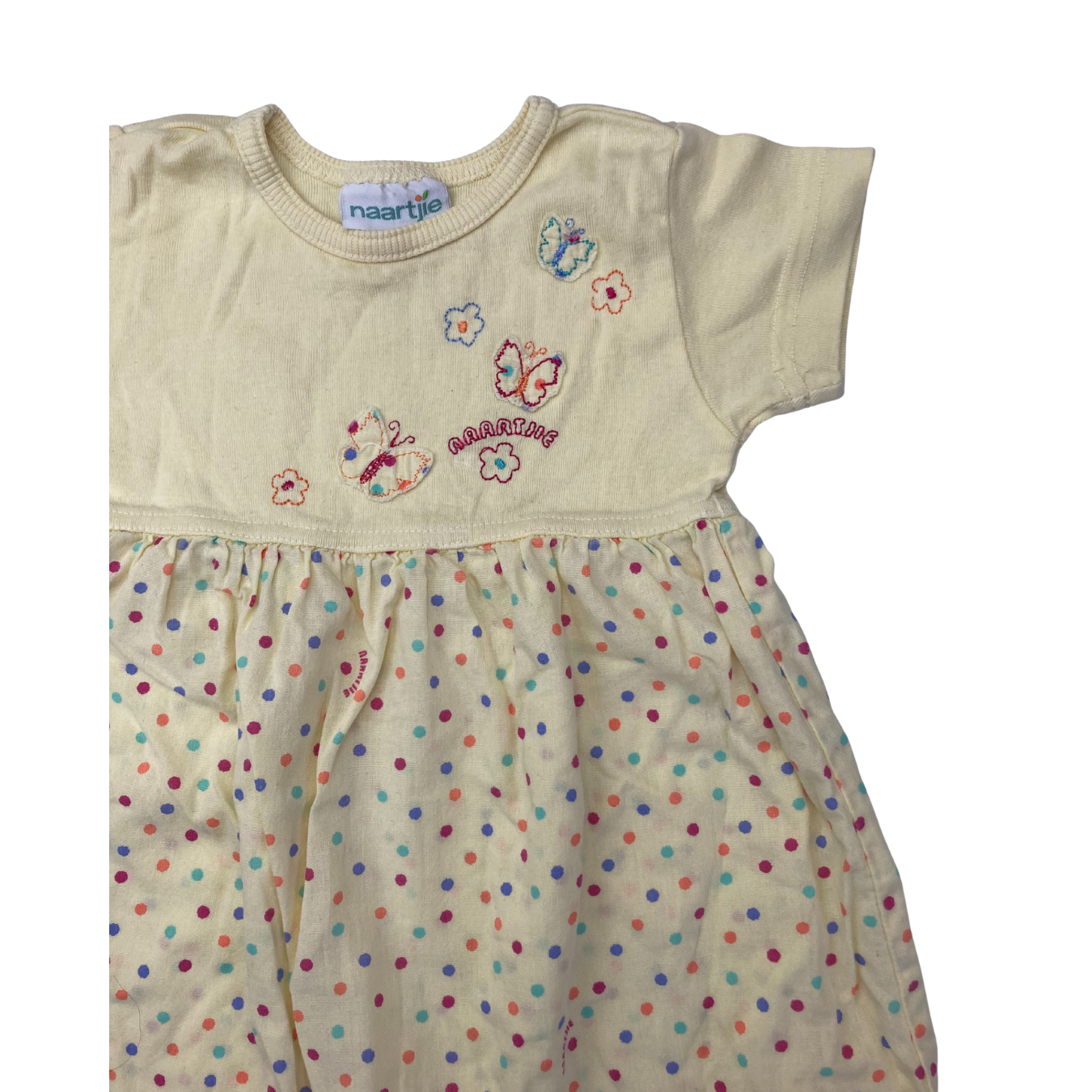 3-6M Light Yellow Dotted Romper - Naartjie