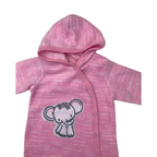 Newborn Pink Melange Snap Hooded Fleece Onesie - Cuddlesome