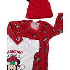 3-6M Red & White Mickey Christmas Onesie, Bodysuit & Beanie - Disney