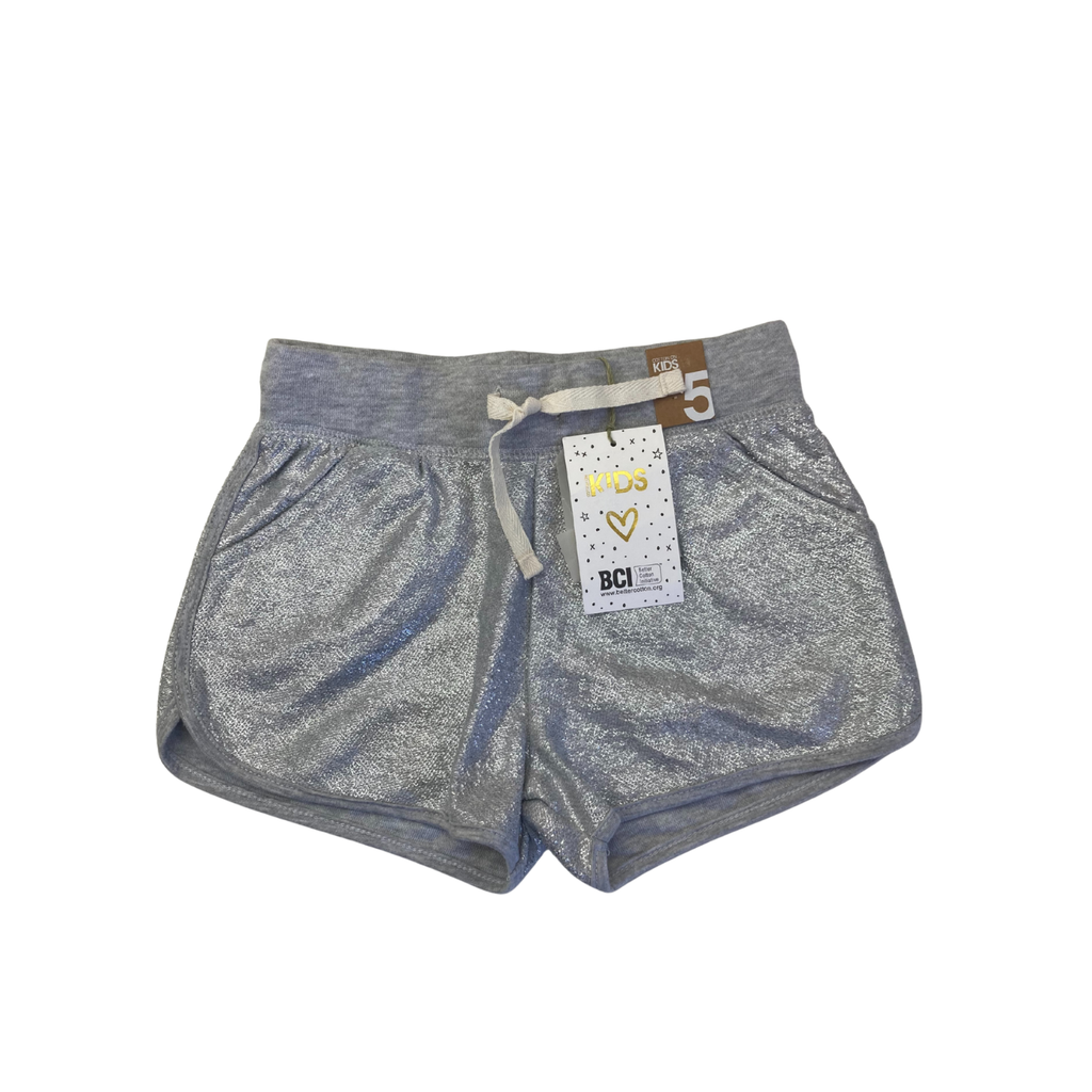 5Y Silver Terry Knit Metallic Shorts - Cotton On