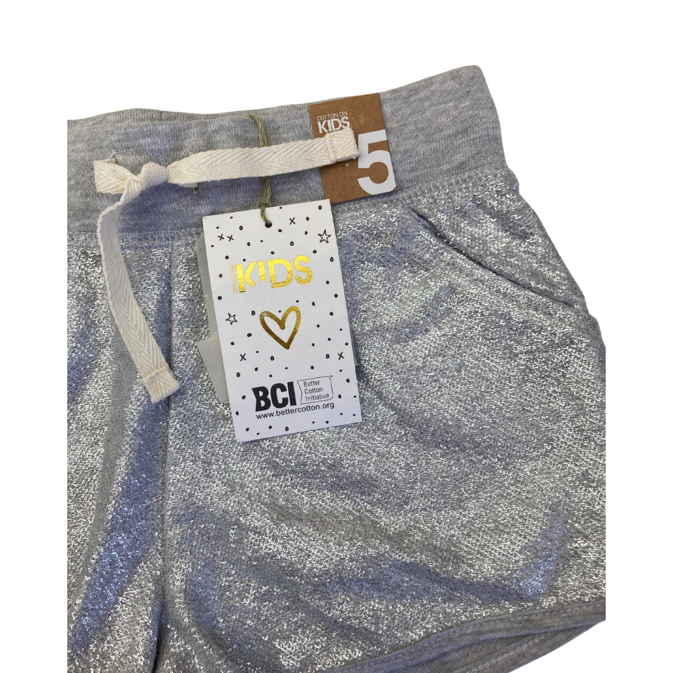 5Y Silver Terry Knit Metallic Shorts - Cotton On