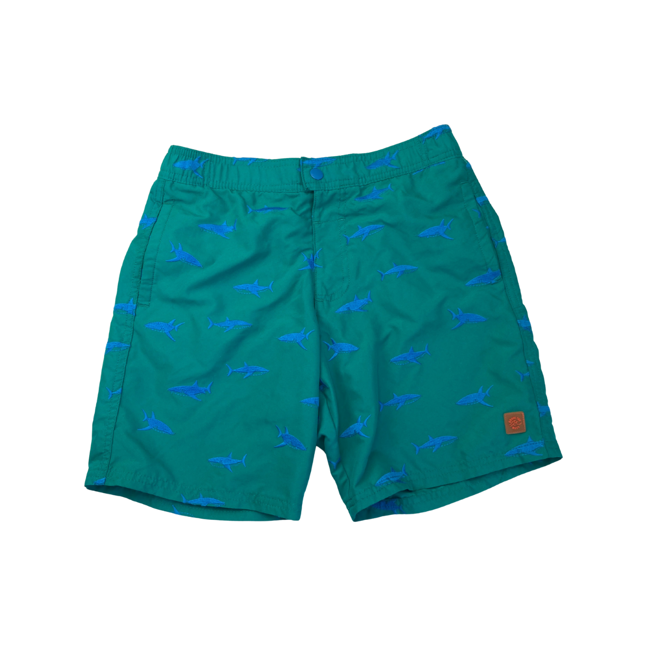 11-12Y Green & Blue Embroidered Shark Boardshorts - Marks & Spencer