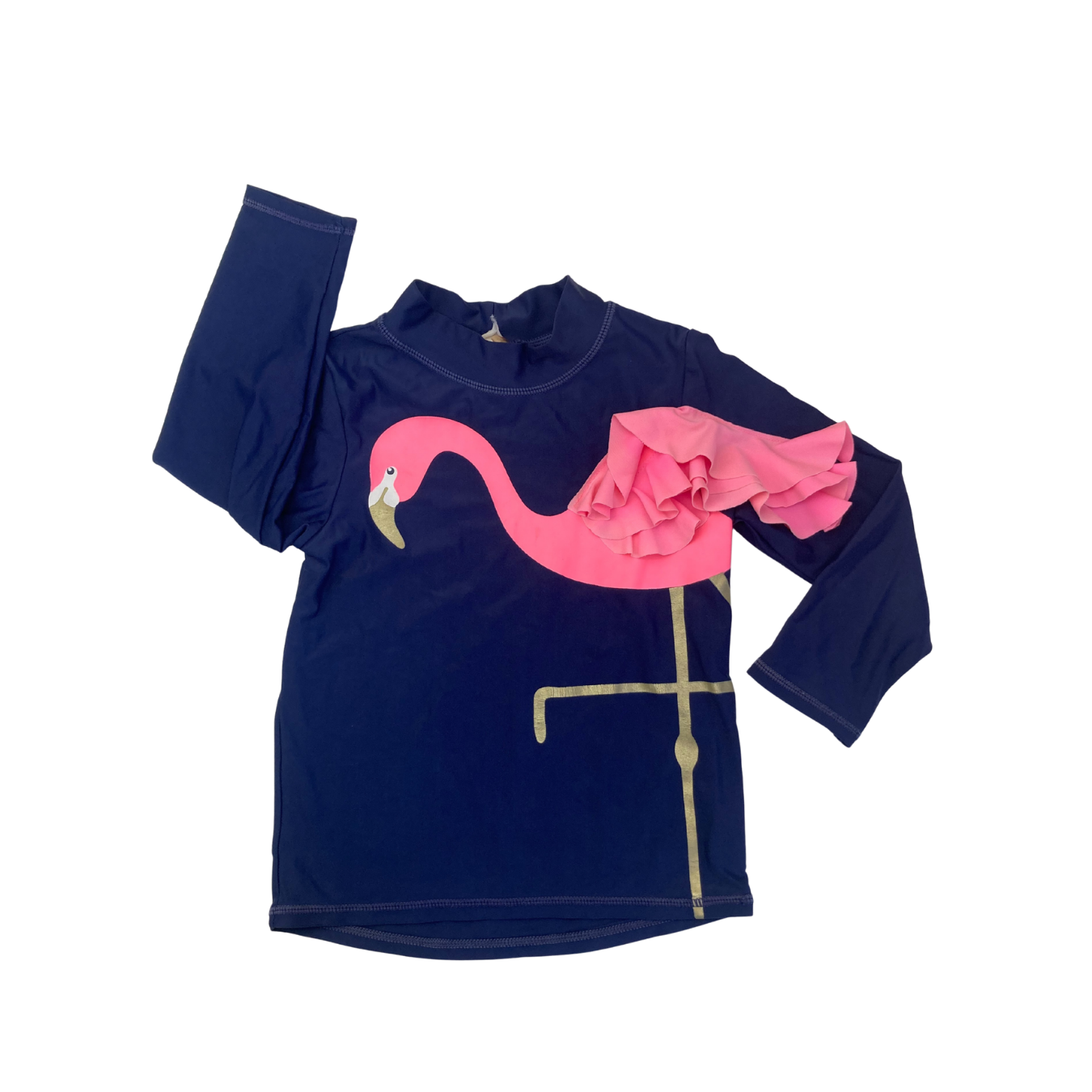 4Y Navy Blue & Pink Flamingo Rash Vest - Cotton On