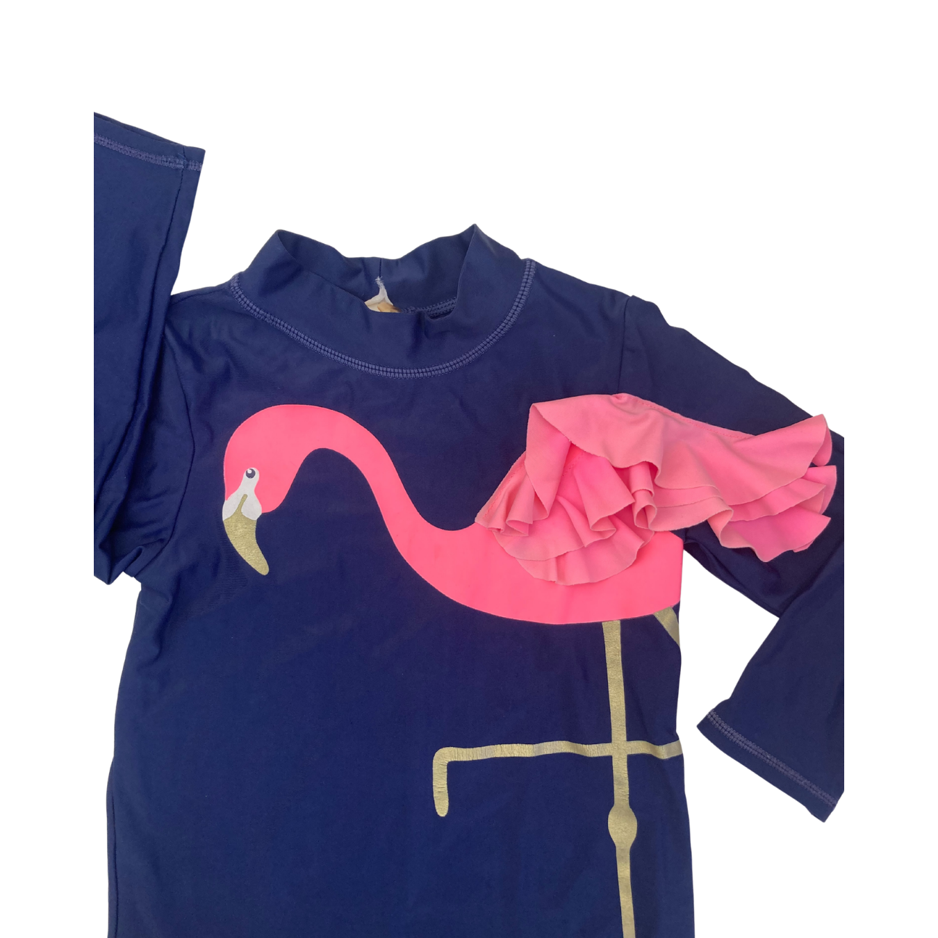 4Y Navy Blue & Pink Flamingo Rash Vest - Cotton On