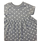 0-3M Grey & White Heart Dotted T Shirt Dress - OneTwoThree