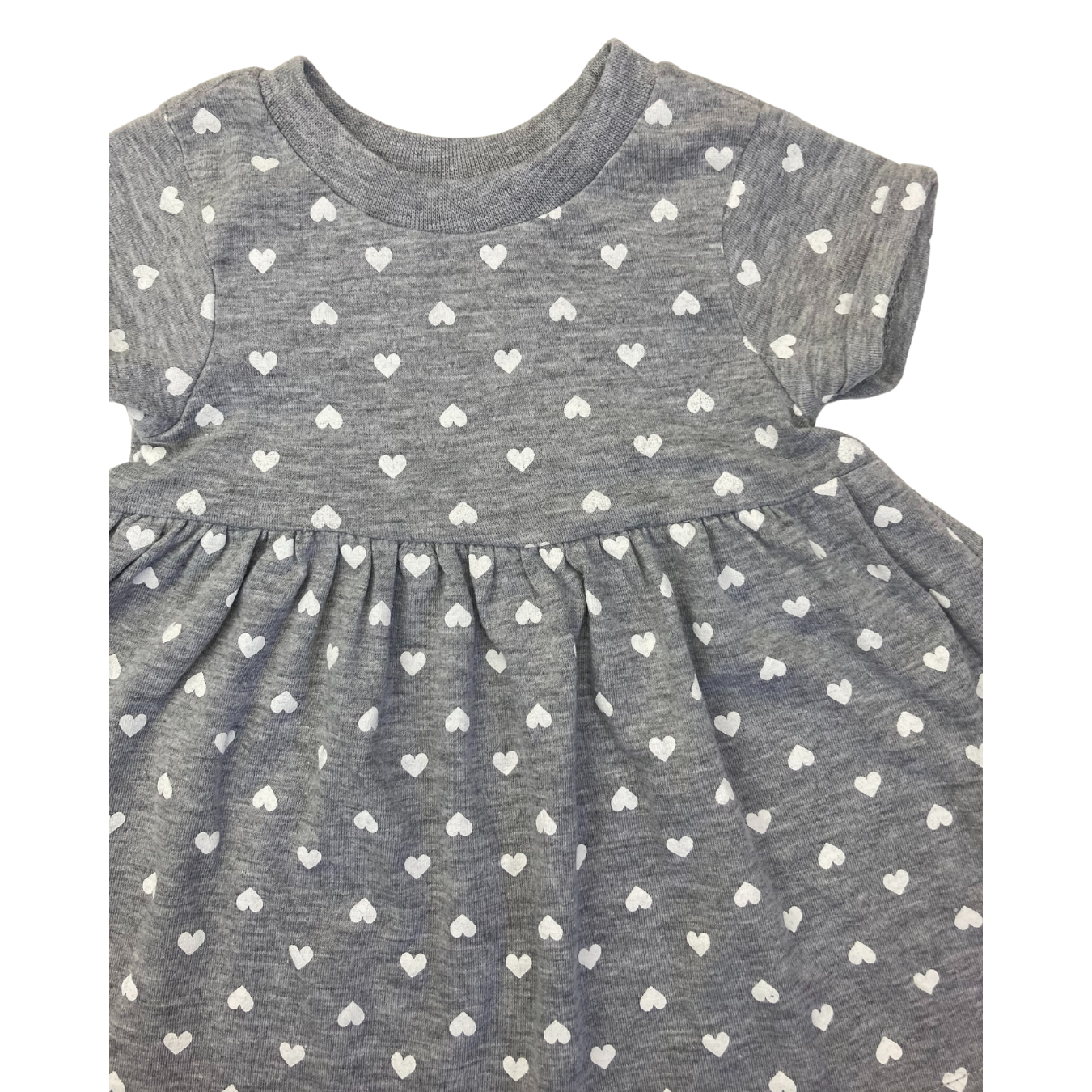 0-3M Grey & White Heart Dotted T Shirt Dress - OneTwoThree