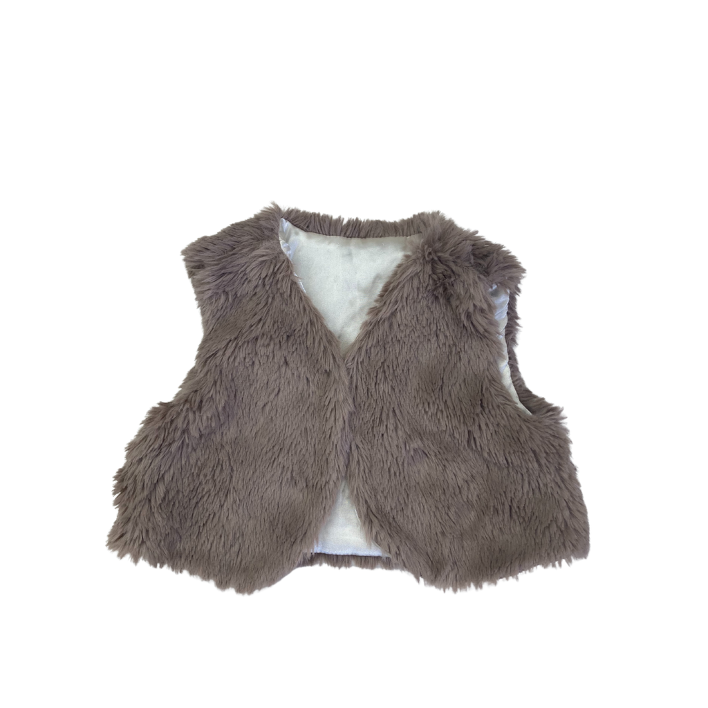 3-6M Mauve Faux Fur Gilet - Tiny Tots
