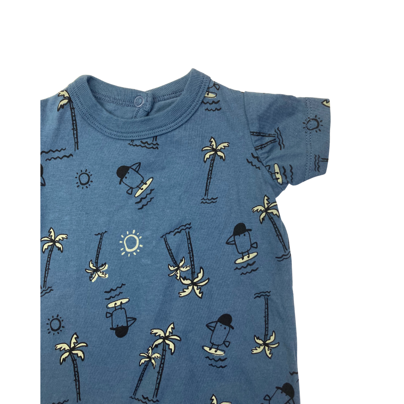 Newborn Dusty Blue Palm Tree Romper - Woolworths