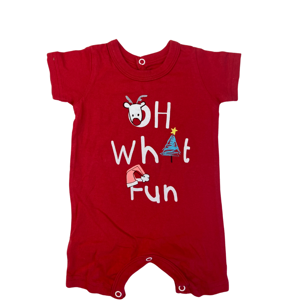 NB Red "Oh What Fun" Christmas Romper - Woolworths