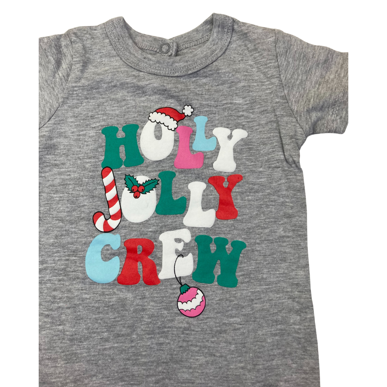 1-3M Grey "Holly Jolly Crew" Romper - Woolworths