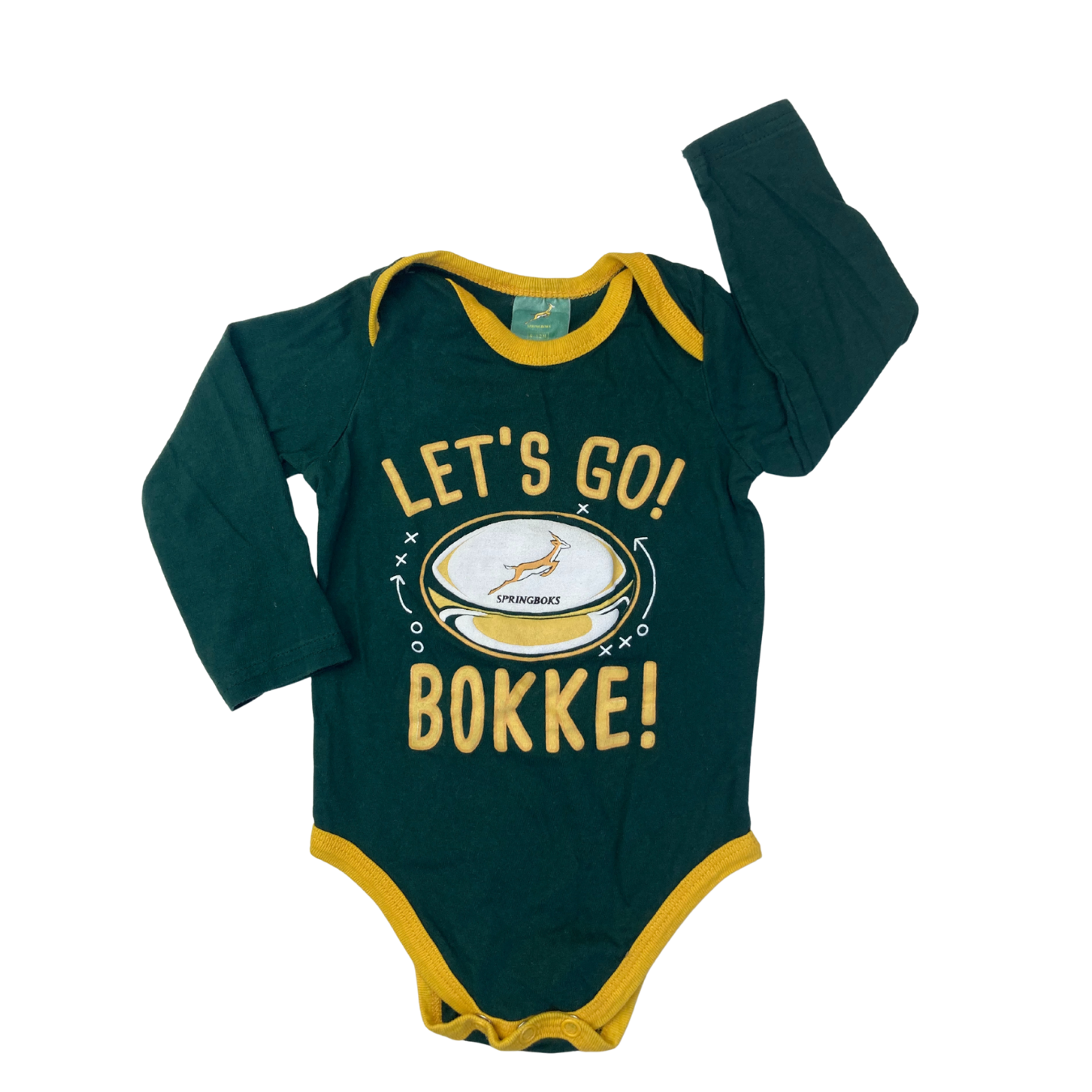6-12M Green & Gold "Let's Go Bokke" Bodysuit - Springboks