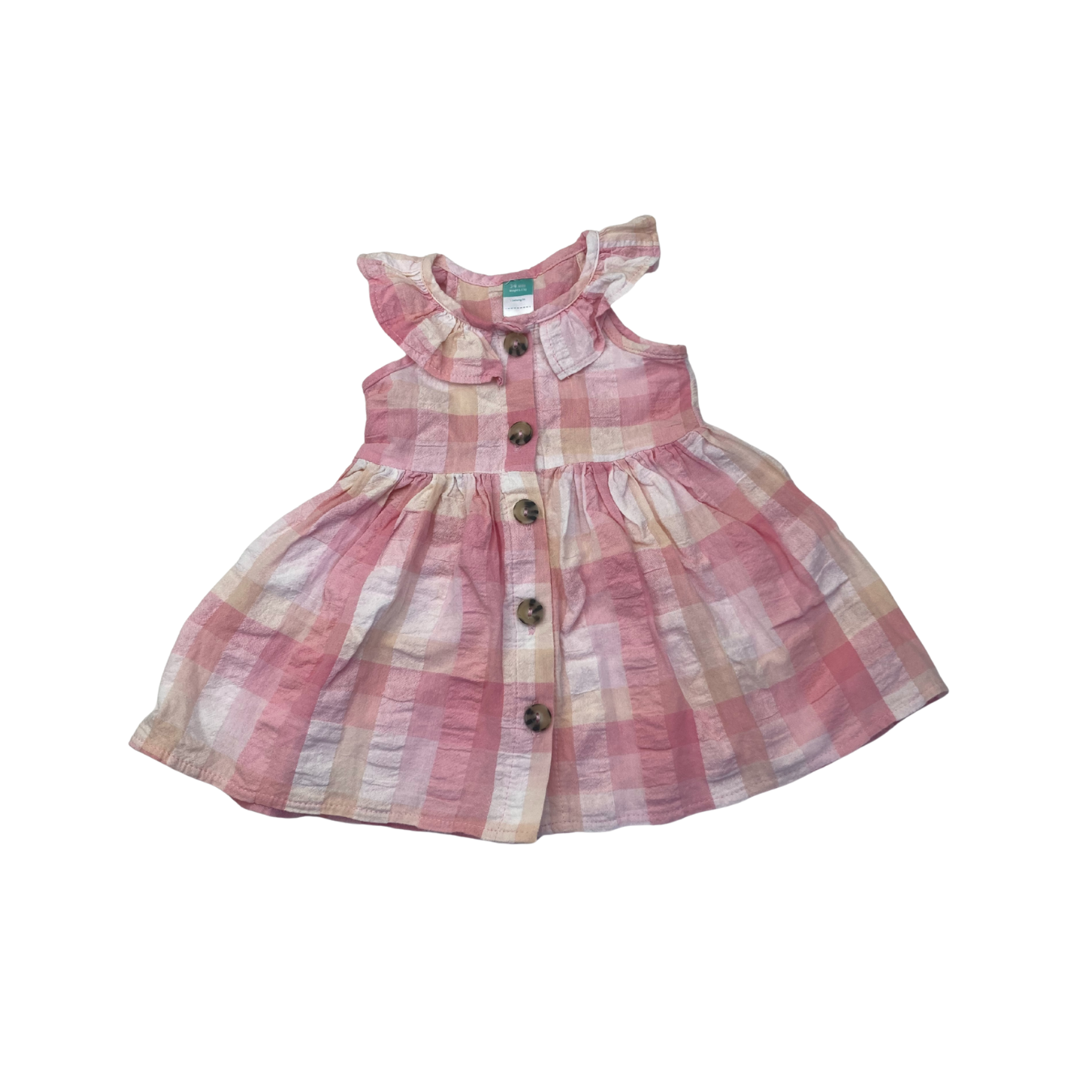 3-6M Pink & Peach Check Dress - Ackermans