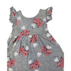 3-6M Grey & Pink Watercolour Rose Print Dress - Tiny Tots