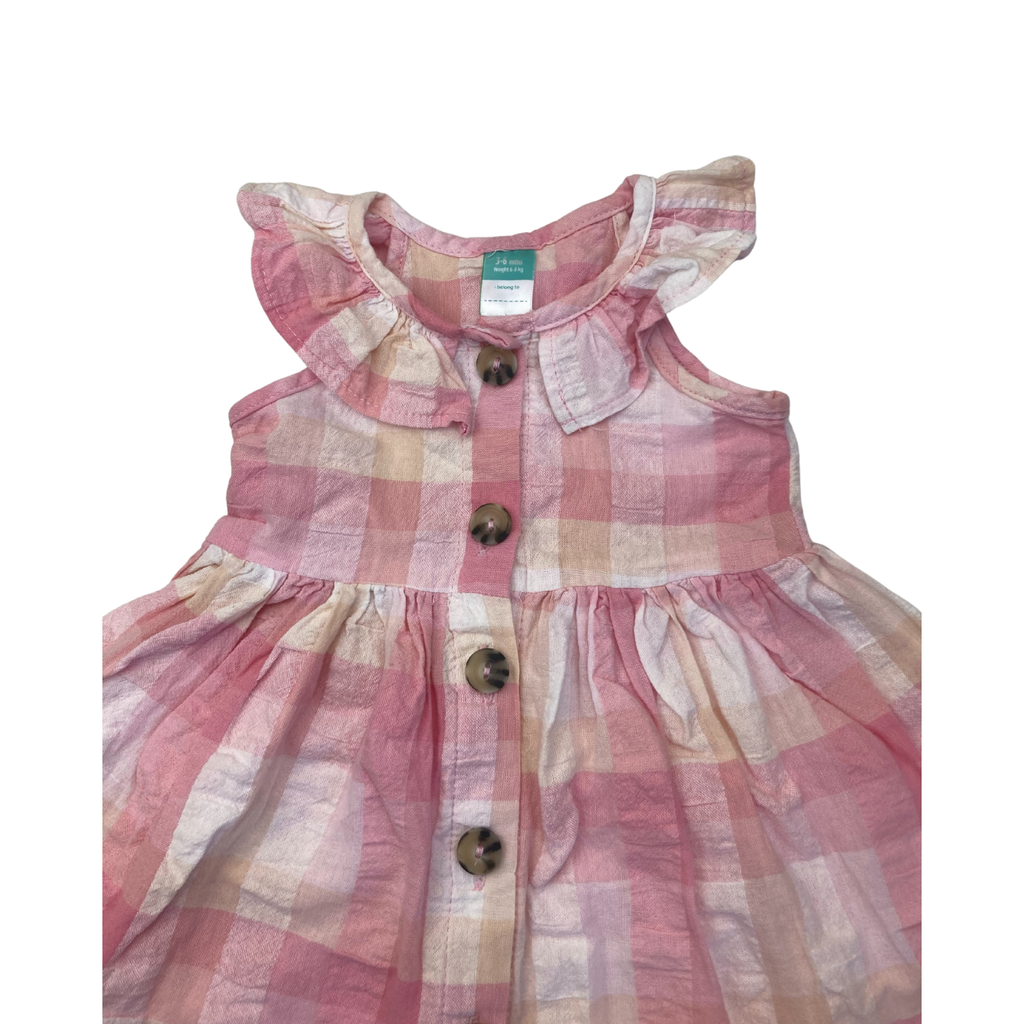 3-6M Pink & Peach Check Dress - Ackermans