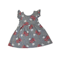 3-6M Grey & Pink Watercolour Rose Print Dress - Tiny Tots