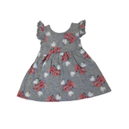 3-6M Grey & Pink Watercolour Rose Print Dress - Tiny Tots