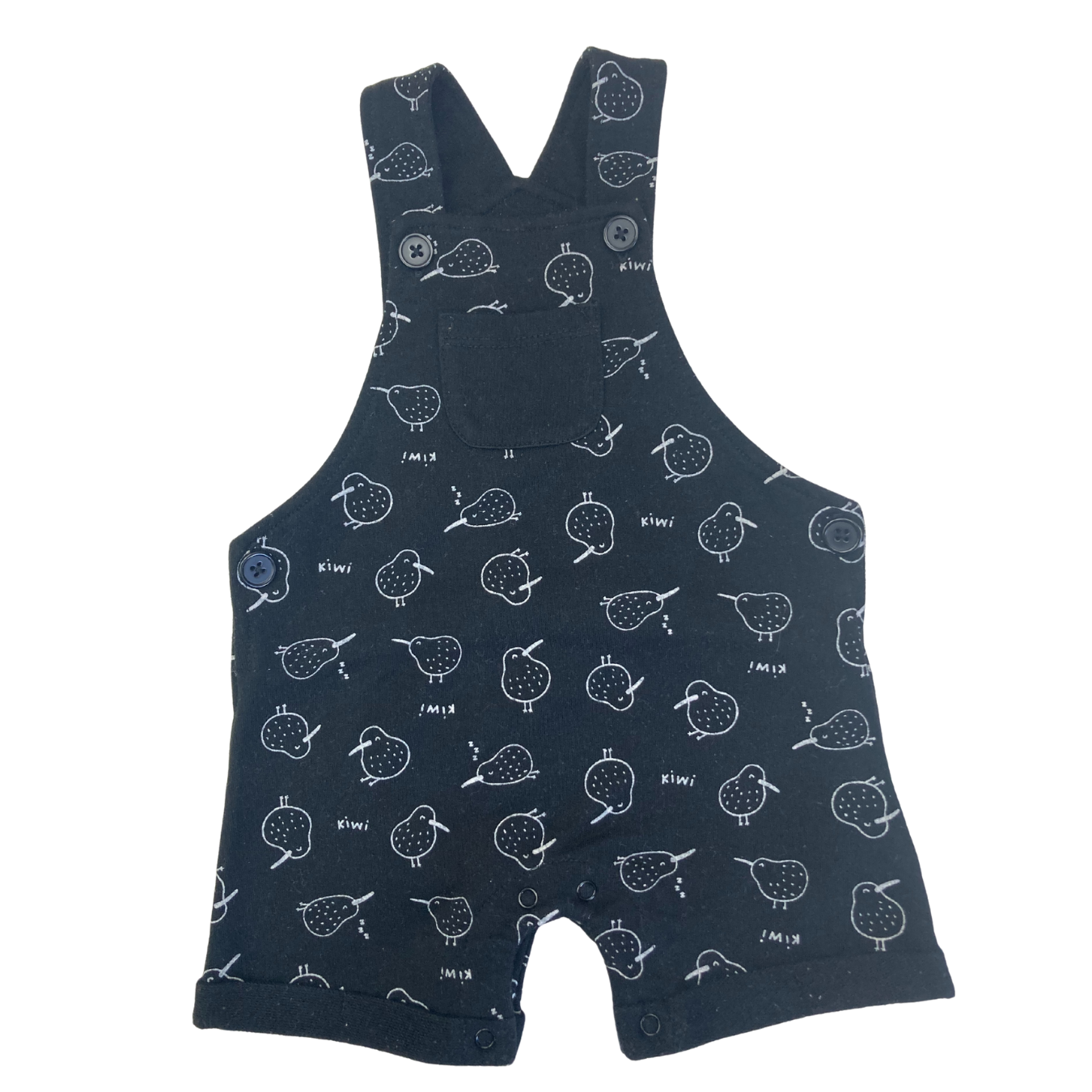 3-6M Black & White Cotton Kiwi Bird Dungaree - Young Original