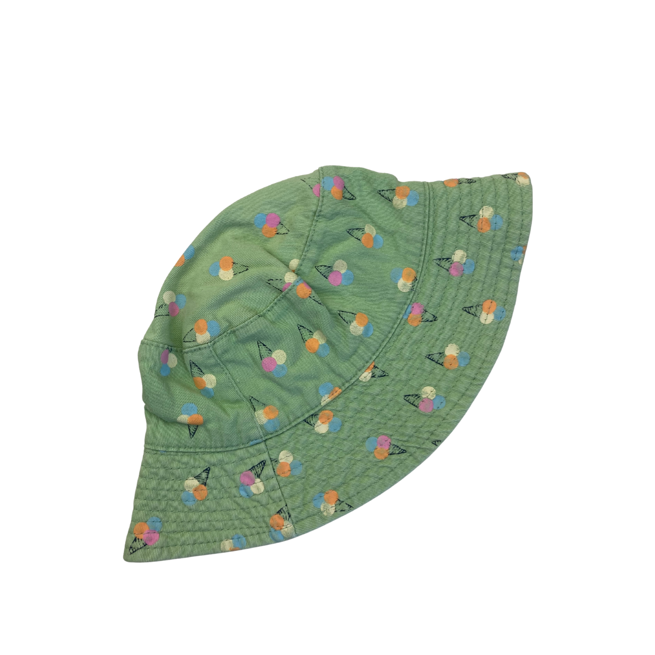 6-12M Green & Yellow Reversible Ice Cream Cone Sun Hat