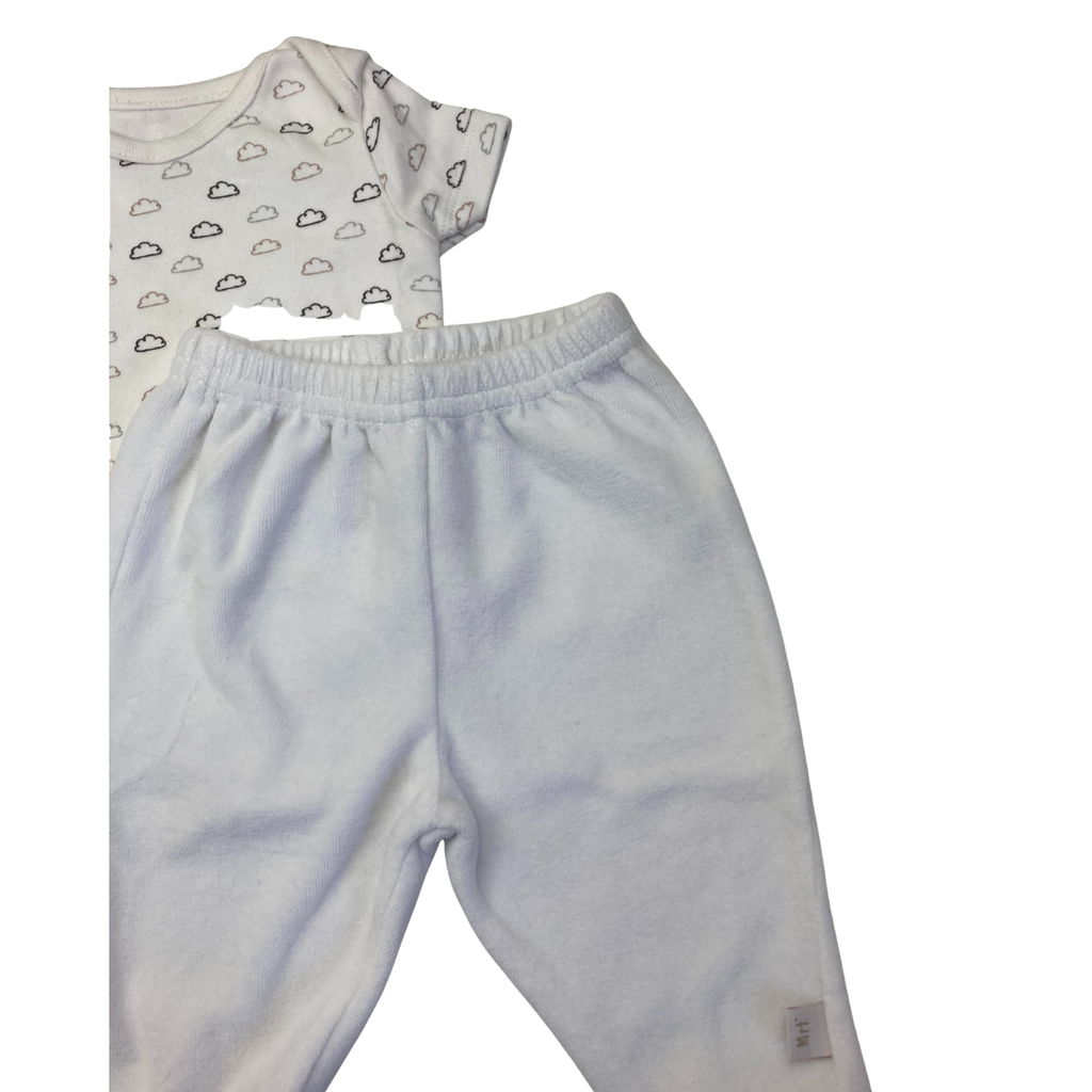 Newborn White Velour Footed Leggings & Cloud Bodysuit - F&F