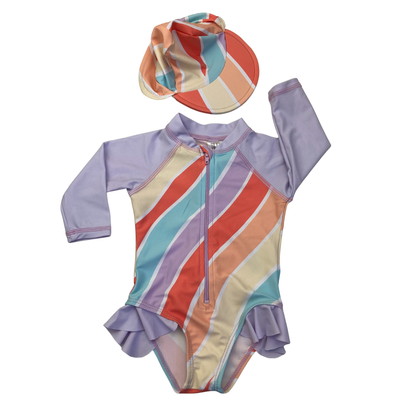 1-3M Lilac Stripe Swimsuit & Swim Hat - Woolworths